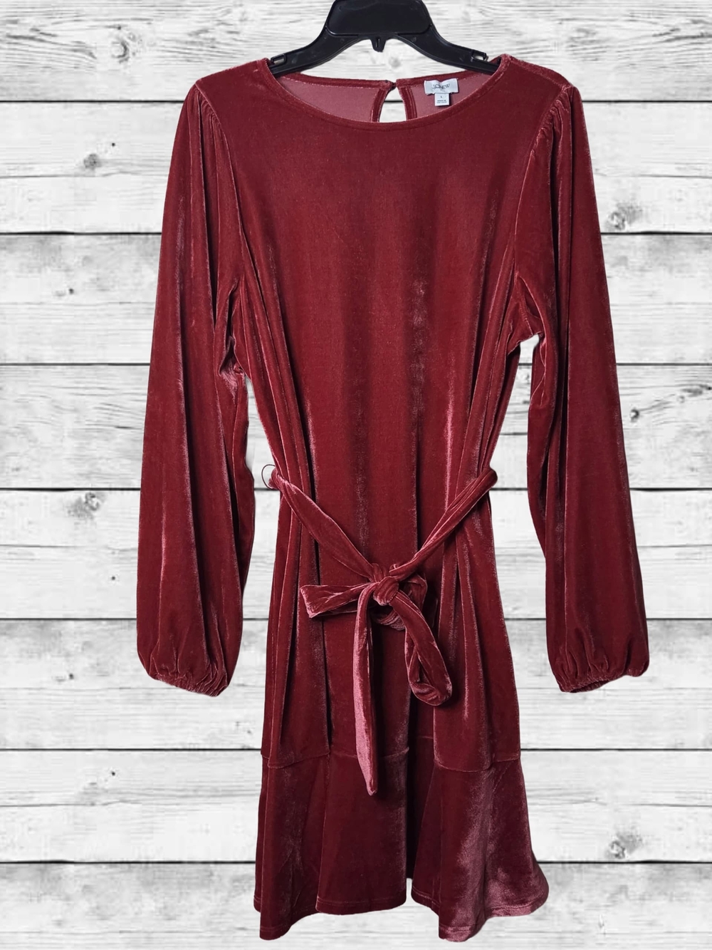J. Crew Factory Velvet Long-Sleeve Dress in Wine